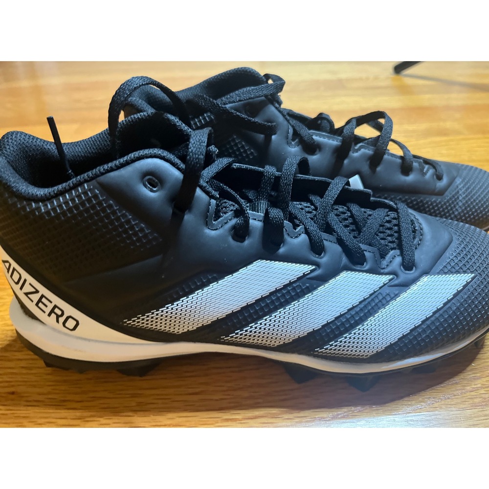 Adidas Adizero Football Cleats Black White Lace Up Molded Size 9 New No Box - Picture 2 of 3